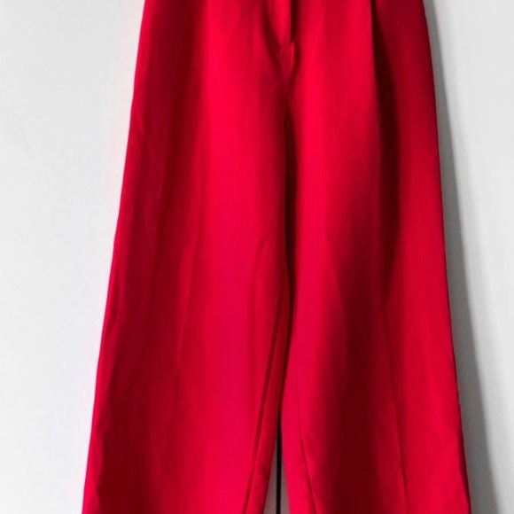 Missguided Peace + Love Red Wide leg Crepe Pant - Picture 5 of 10